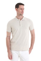 Regular Fit Cotton Beige Polo T-Shirt - SAYKI