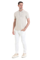 Regular Fit Cotton Beige Polo T-Shirt - SAYKI