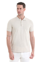 Regular Fit Cotton Beige Polo T-Shirt - SAYKI