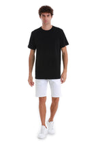 Regular Fit Cotton Black Crewneck T-Shirt - SAYKI
