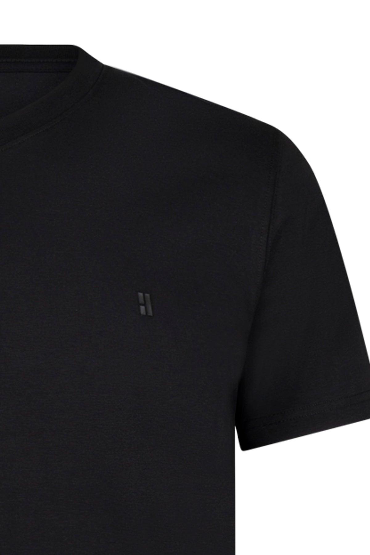 Regular Fit Cotton Blend Black V-Neck T-Shirt - MIB