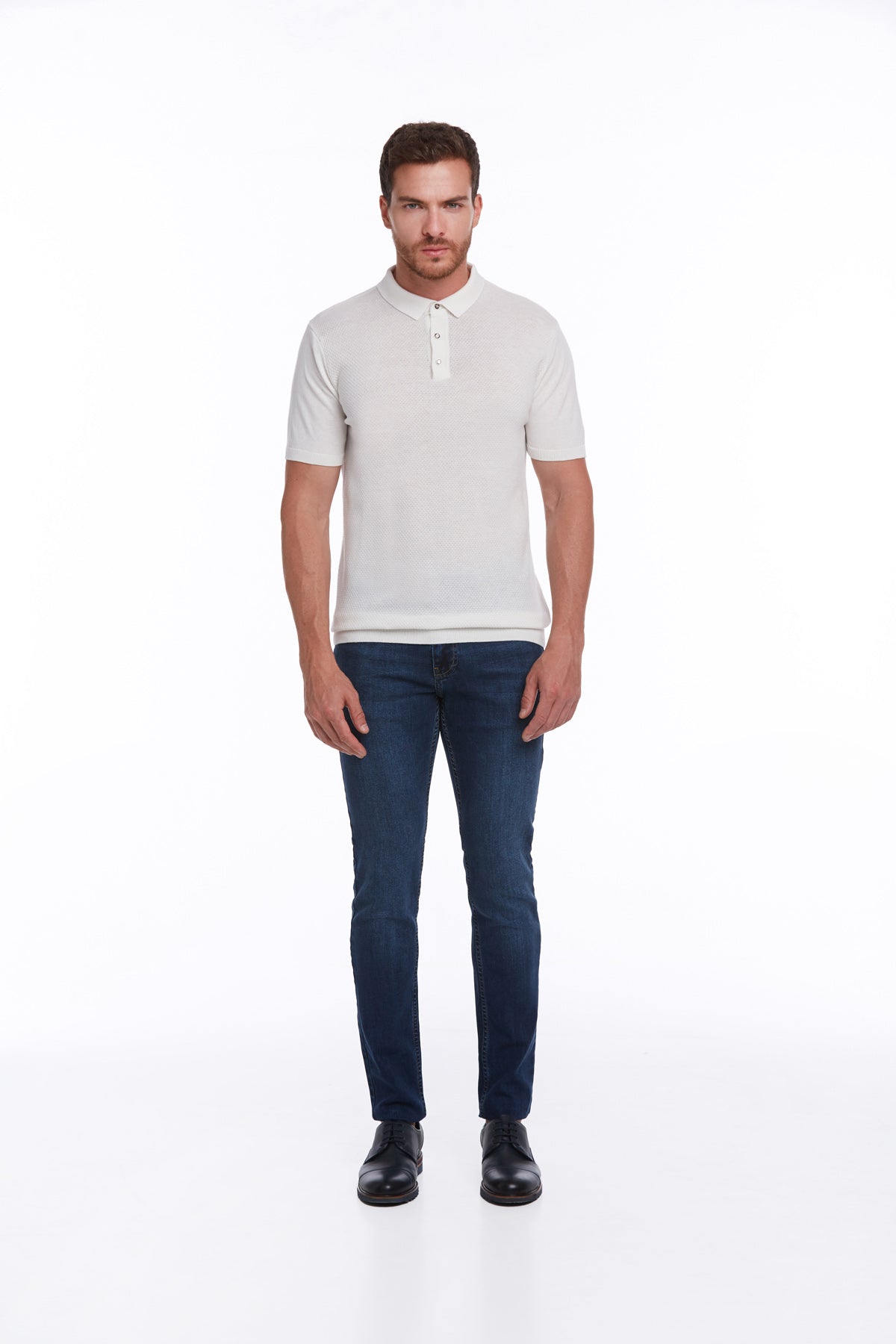 Regular Fit Cotton Blend Ecru Polo T-Shirt - MIB