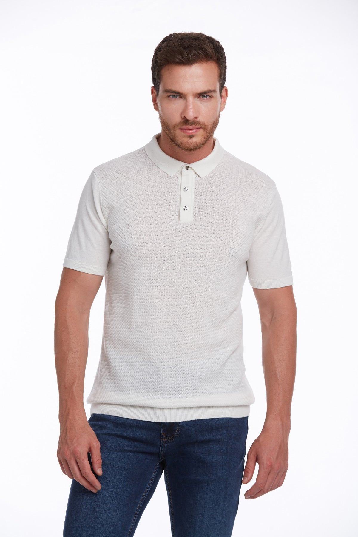 Regular Fit Cotton Blend Ecru Polo T-Shirt - MIB