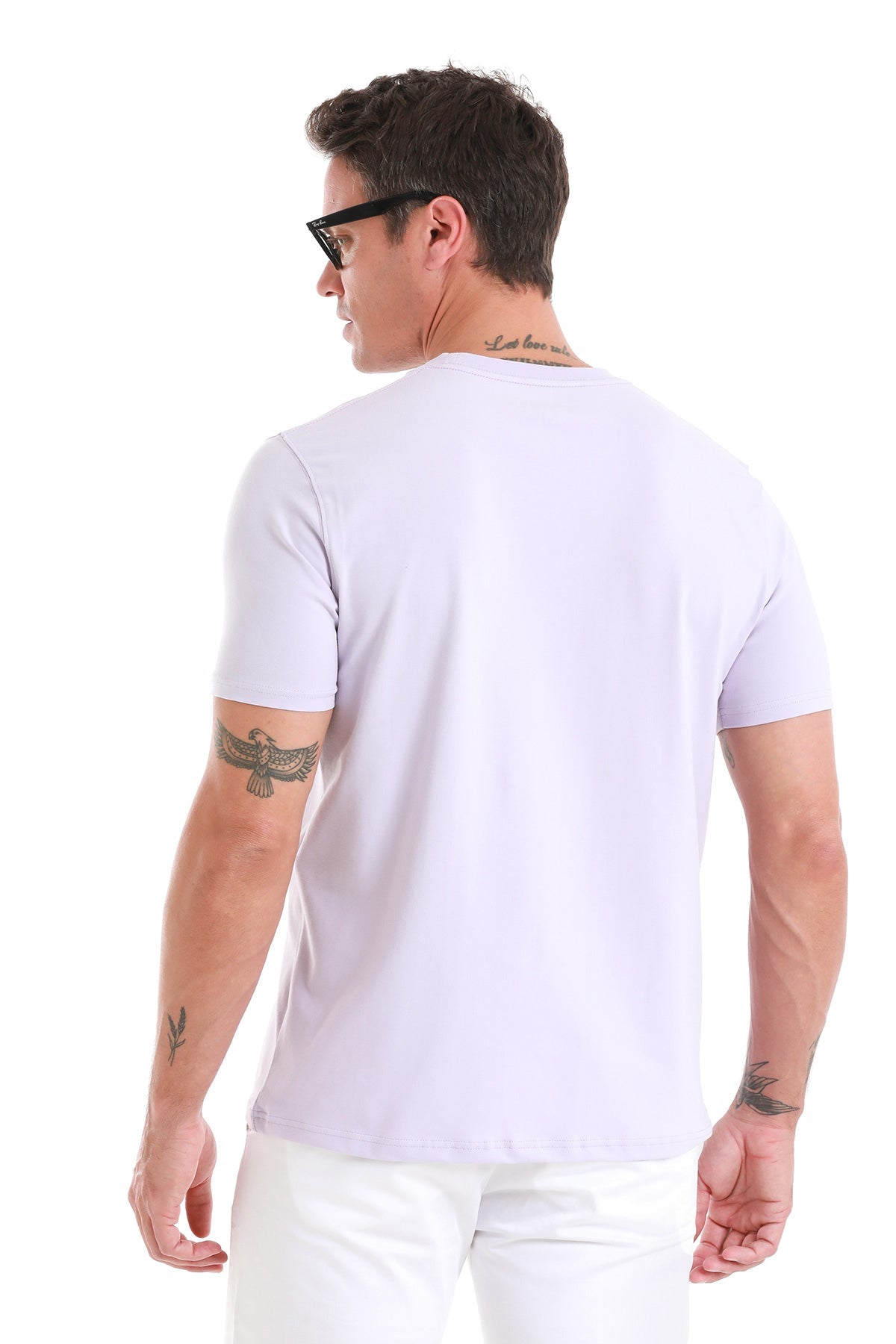 Regular Fit Cotton Blend Lilac Crewneck T Shirt SAYKI