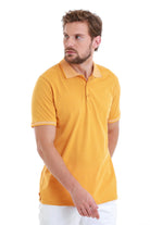 Regular Fit Cotton Blend Mustard Polo T-Shirt - SAYKI