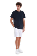 Regular Fit Cotton Blend Navy Crewneck T-Shirt