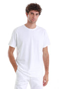 Regular Fit Cotton Blend White Crewneck T-Shirt