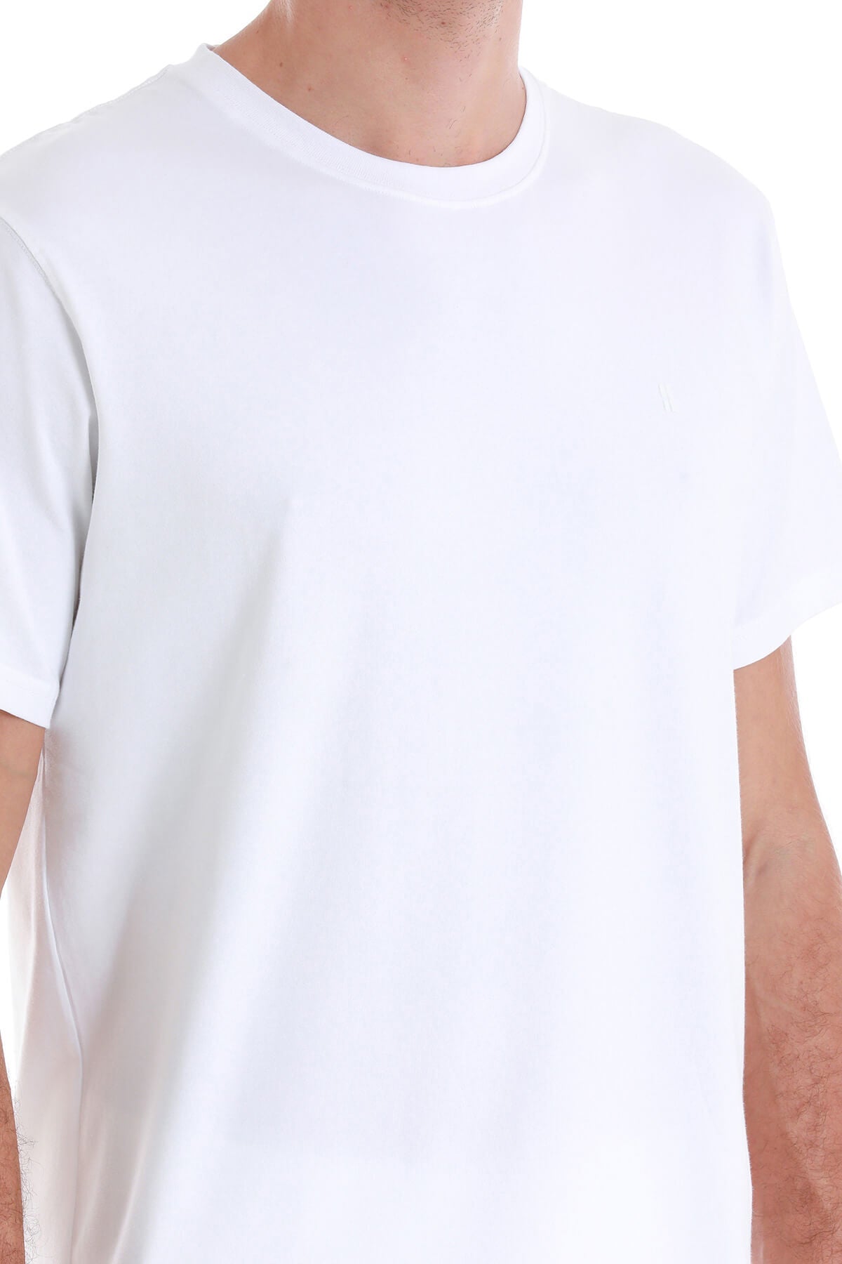 Regular Fit Cotton Blend White Crewneck T Shirt SAYKI