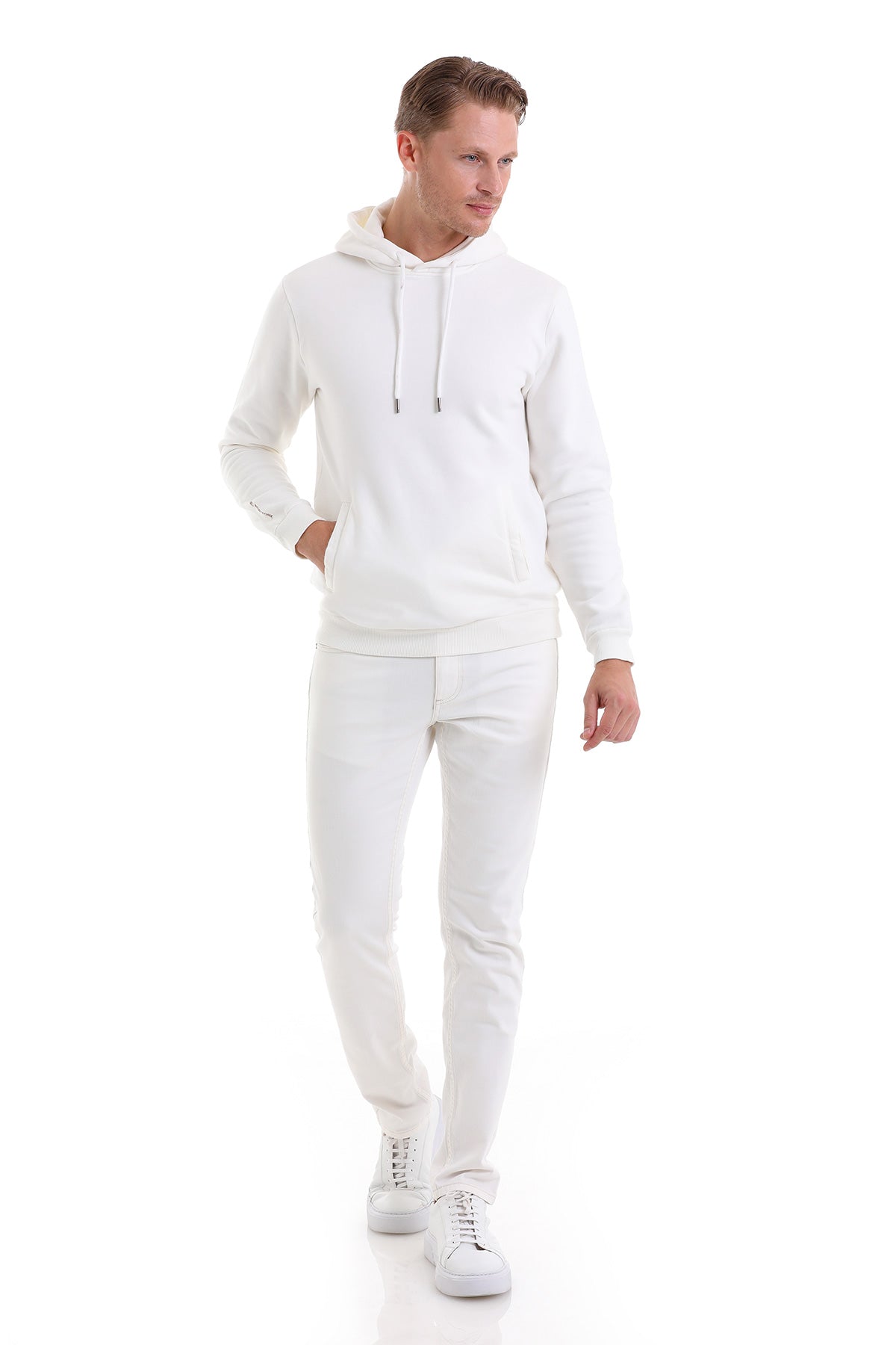 Regular Fit Cotton Blend White Hooded Sweatshirt - MIB