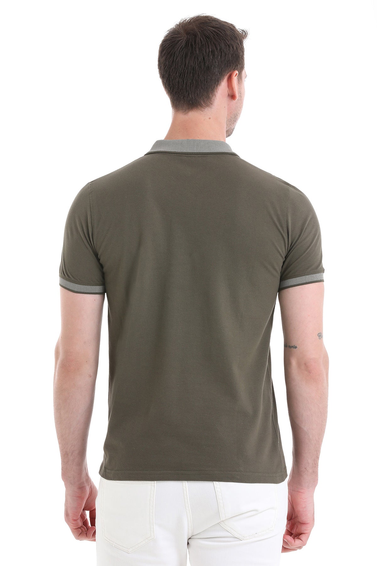 Regular Fit Cotton Khaki Polo T-Shirt - SAYKI