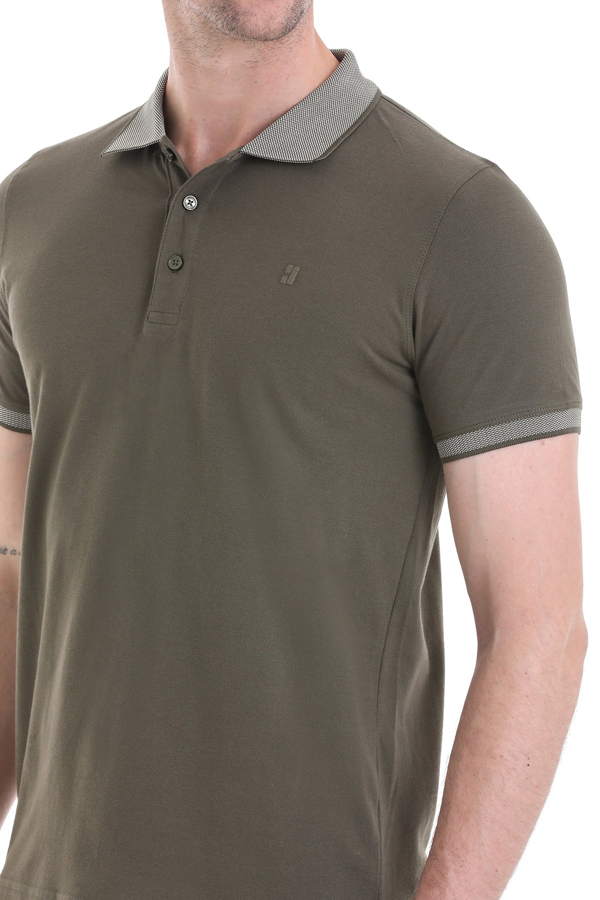Regular Fit Cotton Khaki Polo T-Shirt - SAYKI