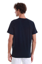 Regular Fit Cotton Navy Crewneck T-Shirt - SAYKI