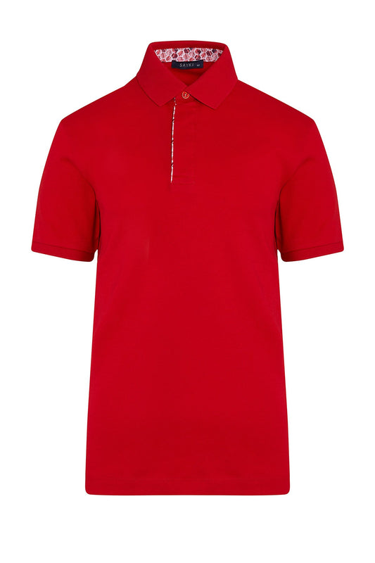 Regular Fit Cotton Red Polo T-Shirt - SAYKI