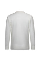 Regular Fit Ecru Cable Jacquard Knit Mock Neck Sweater