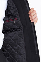 Regular Fit Flat Collar Wool Blend Black Coat - SAYKI