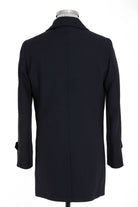 Regular Fit Flat Collar Wool Blend Black Overcoat - SAYKI