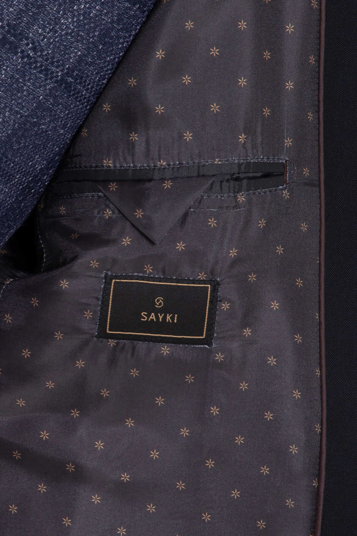 Regular Fit Flat Collar Wool Blend Black Overcoat - SAYKI