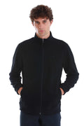 Regular Fit Full Zip Navy Mockneck Fleece Sweatshirt