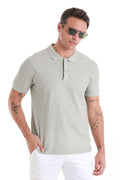 Regular Fit Gray 100% Cotton Mercerized Polo T-Shirt