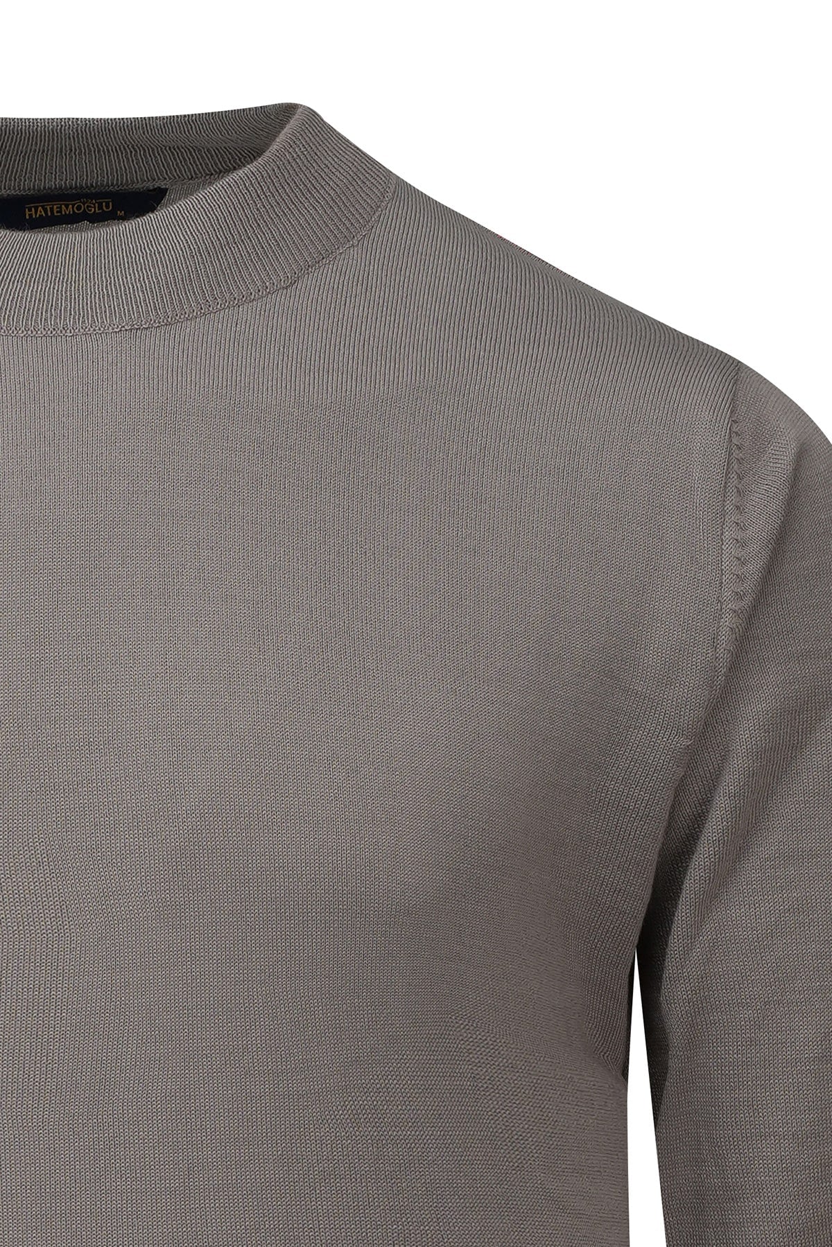 Regular fit gray mock neck sweater in charcoal with anti-pilling wool blend and fine ribbed knit texture