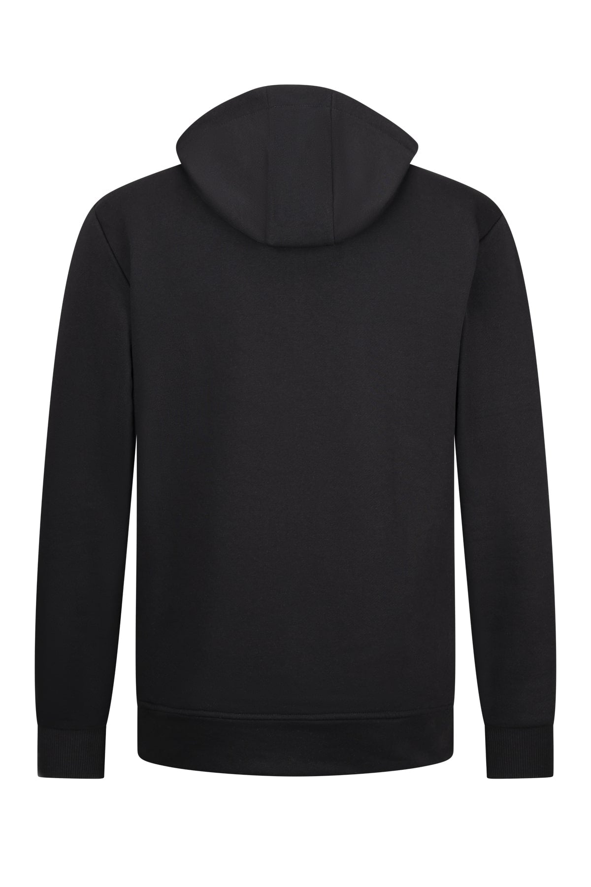 Regular Fit Half Zip Cotton Blend Black Hooded Sweatshirt