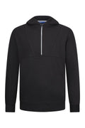 Regular Fit Half-Zip Cotton Blend Black Hooded Sweatshirt