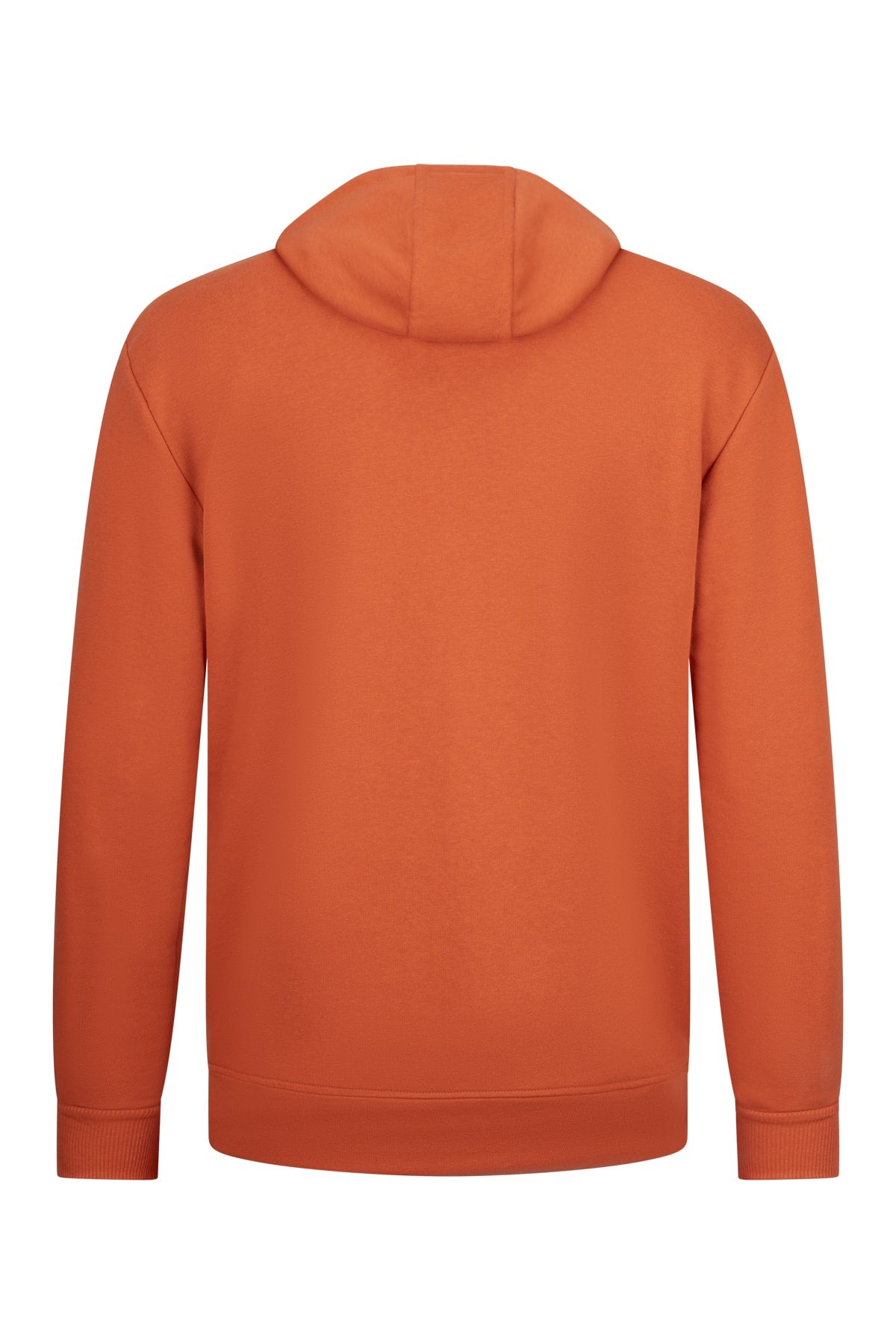 Regular Fit Half Zip Cotton Blend Orange Hooded Sweatshirt