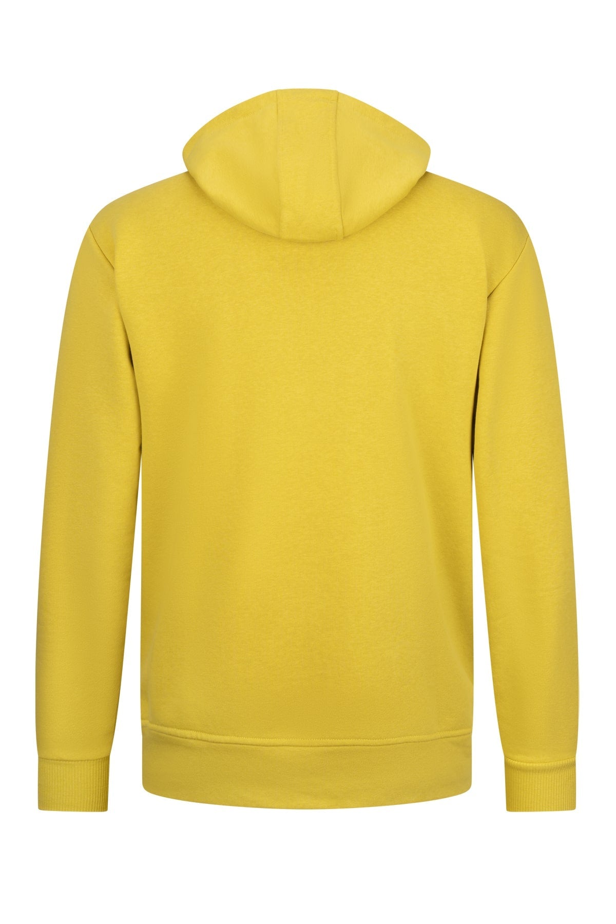 Regular Fit Half Zip Cotton Blend Saffron Hooded Sweatshirt