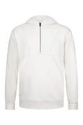 Regular Fit Half-Zip Cotton Blend White Hooded Sweatshirt