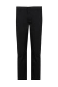 Regular Fit High Waist Black Cotton Casual Pants