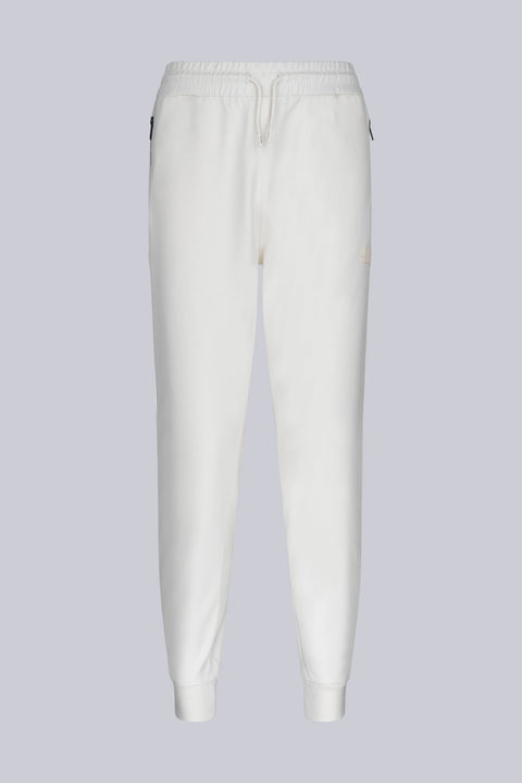 Regular Fit High Waist Cotton Blend White Sweatpants