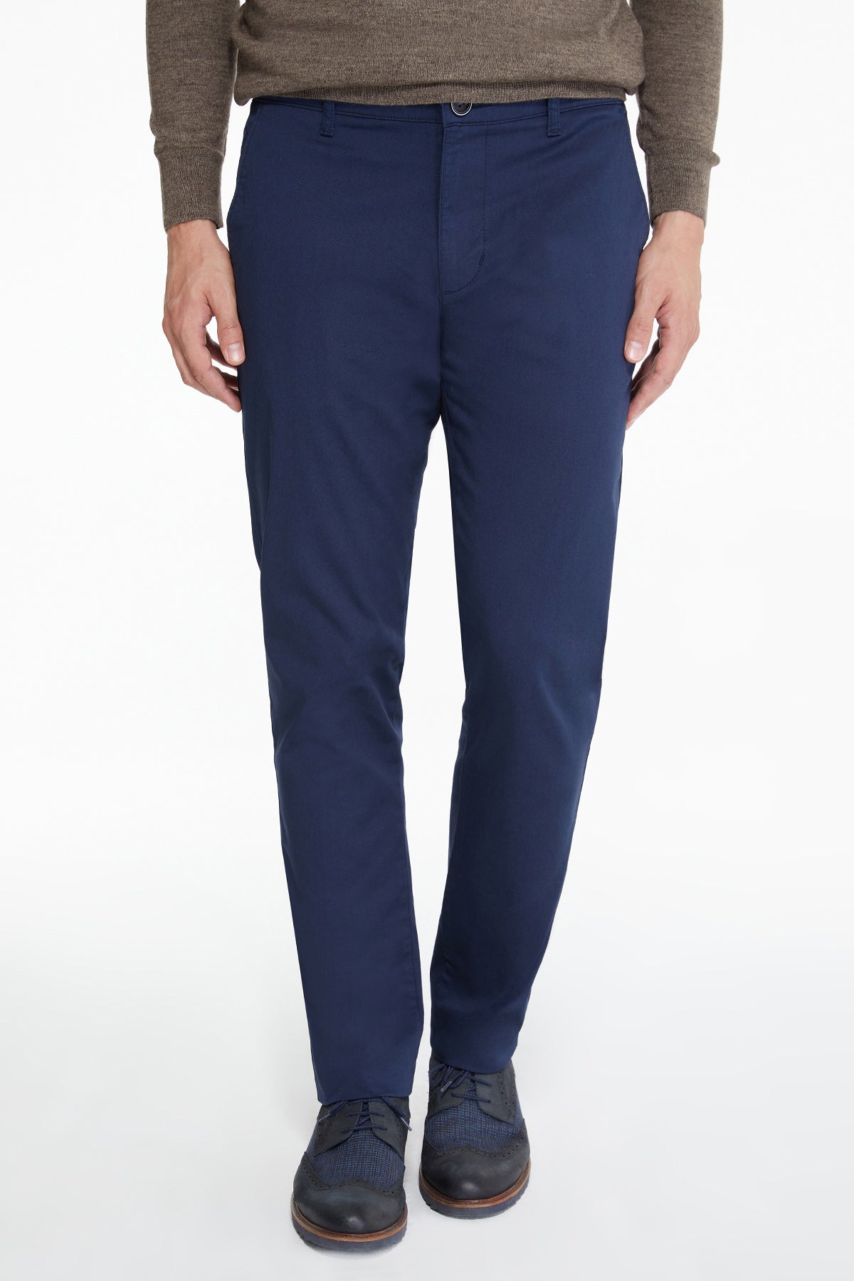Navy blue slim-fit dress pants