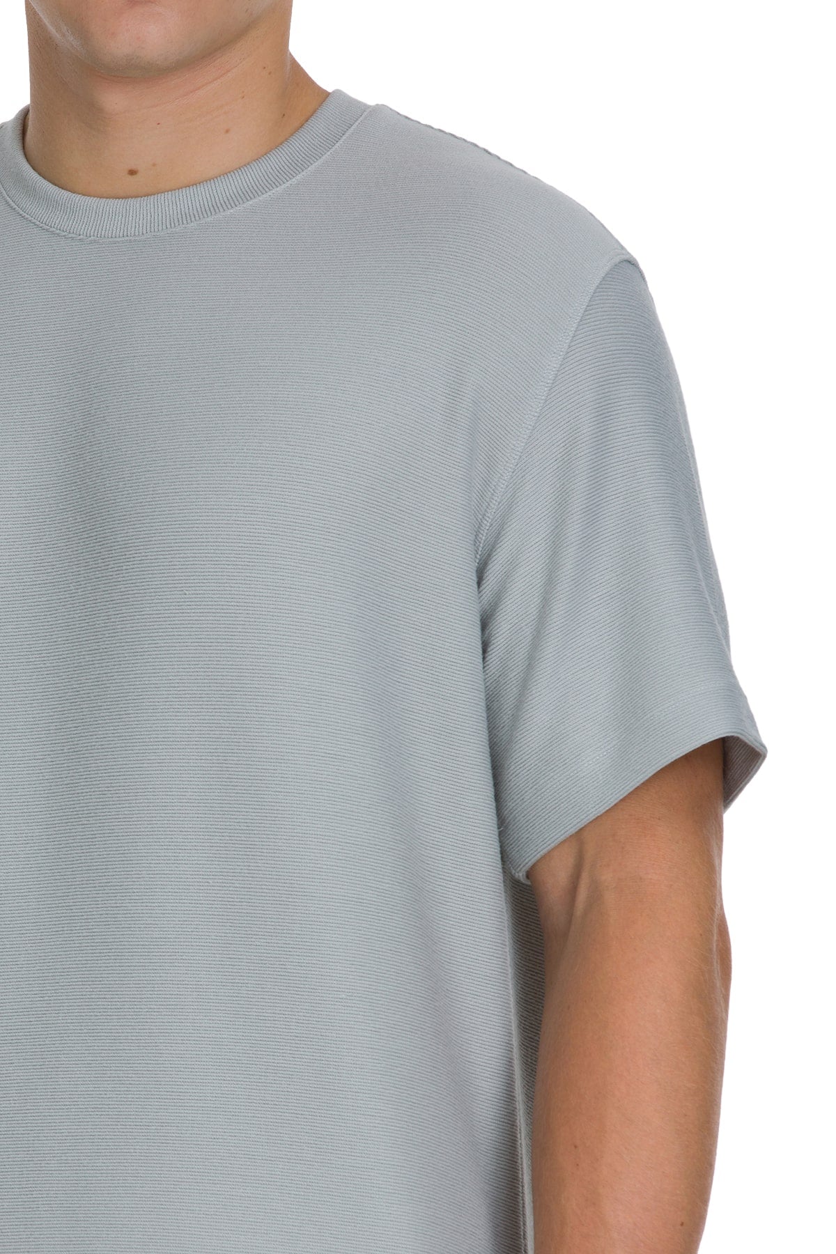 Regular Fit Jacquard Gray Crewneck T-Shirt - SAYKI