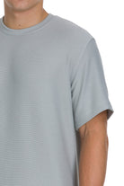 Regular Fit Jacquard Gray Crewneck T-Shirt - SAYKI