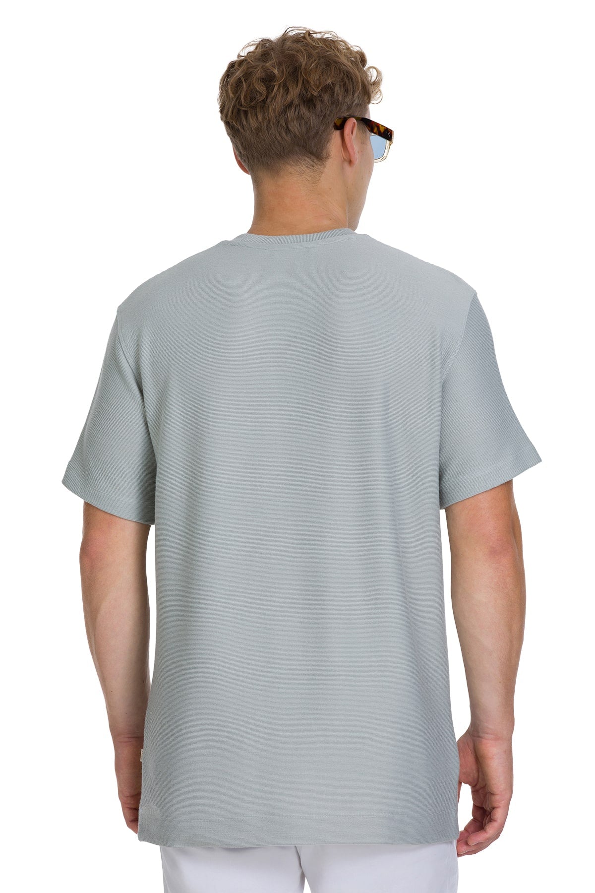 Regular Fit Jacquard Gray Crewneck T-Shirt - SAYKI