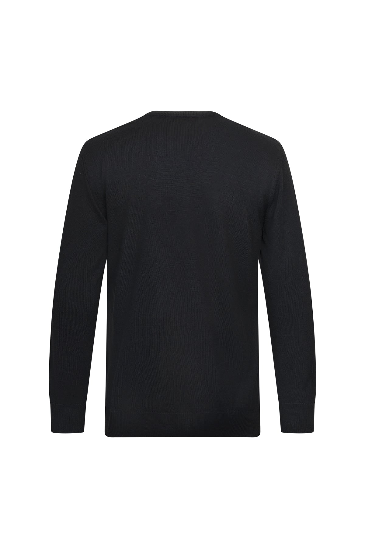 Regular Fit Jacquard Wool Blend Black Crewneck Sweater