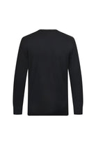 Regular Fit Jacquard Wool Blend Black Crewneck Sweater
