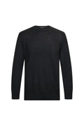 Regular Fit Jacquard Wool Blend Black Crewneck Sweater