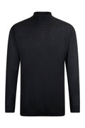 Regular Fit Jacquard Wool Blend Black Mockneck Sweater