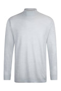 Regular Fit Jacquard Wool Blend Gray Mockneck Sweater