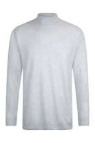 Regular Fit Jacquard Wool Blend Gray Mockneck Sweater