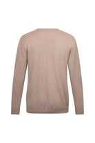 Regular Fit Jacquard Wool Blend Light Brown Crewneck