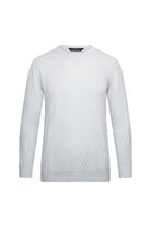 Regular Fit Jacquard Wool Blend Light Gray Crewneck Sweater
