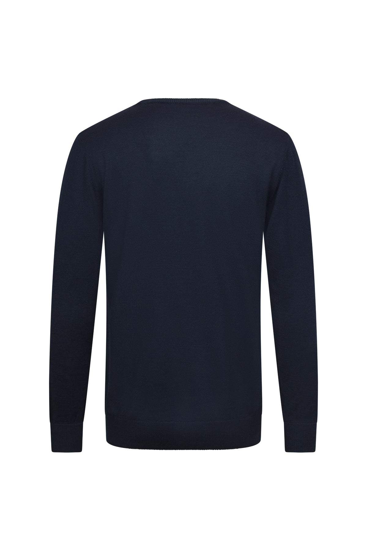 Regular Fit Jacquard Wool Blend Navy Crewneck Sweater