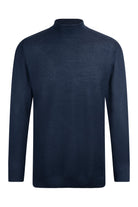 Regular Fit Jacquard Wool Blend Navy Mockneck Sweater