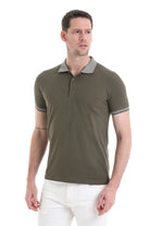 Regular Fit Khaki 100% Cotton Polo T-Shirt - SAYKI