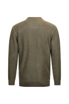 Regular Fit Khaki Cable Jacquard Knit Mock Neck Sweater