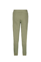 Regular fit olive green jogger sweatpants in a khaki cotton blend with straight-leg cut and ribbed cuffs