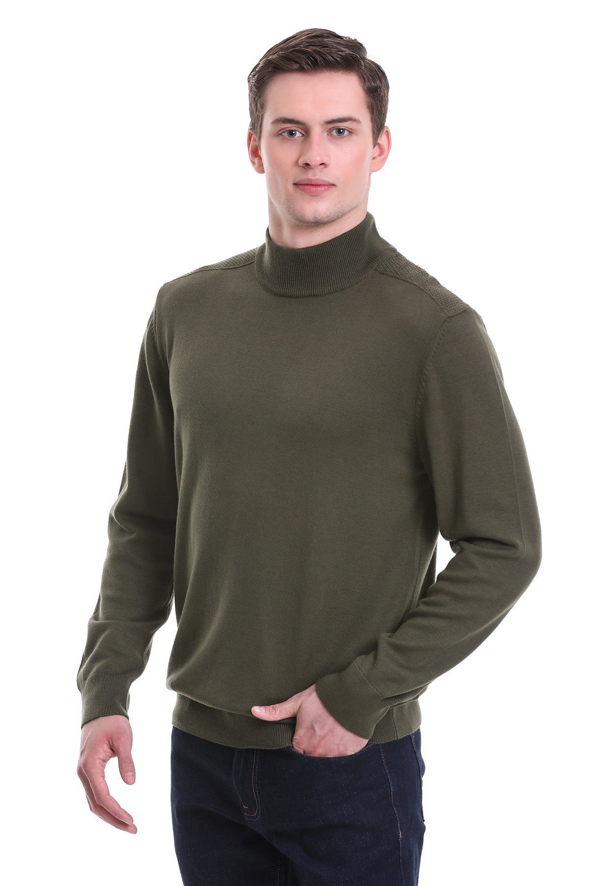 Olive green turtleneck sweater