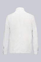 White corduroy men’s jacket with a classic collar and subtle vertical ridges.